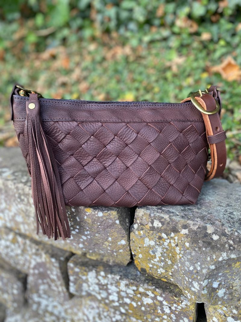 Woven chocolate leather