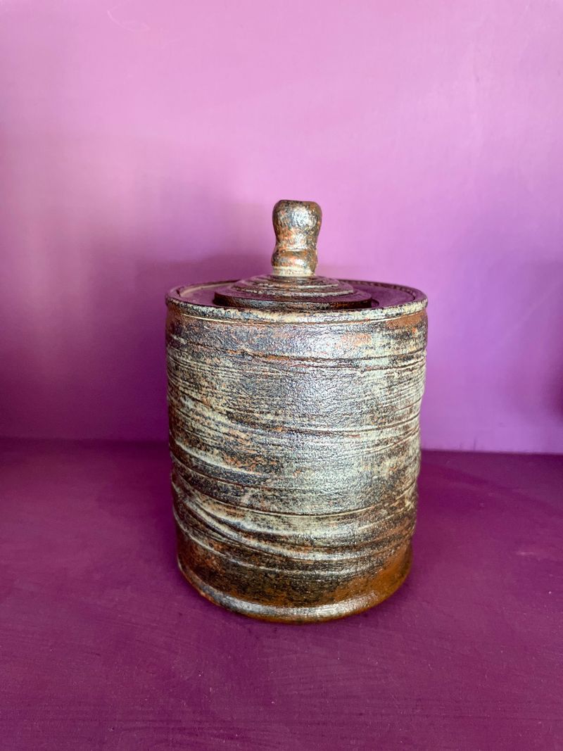 Lidded jar made with 99% materials from my garden