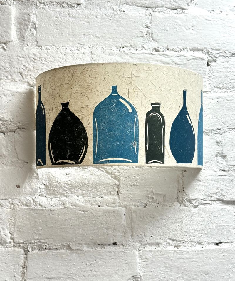 Handprinted wide wall shade