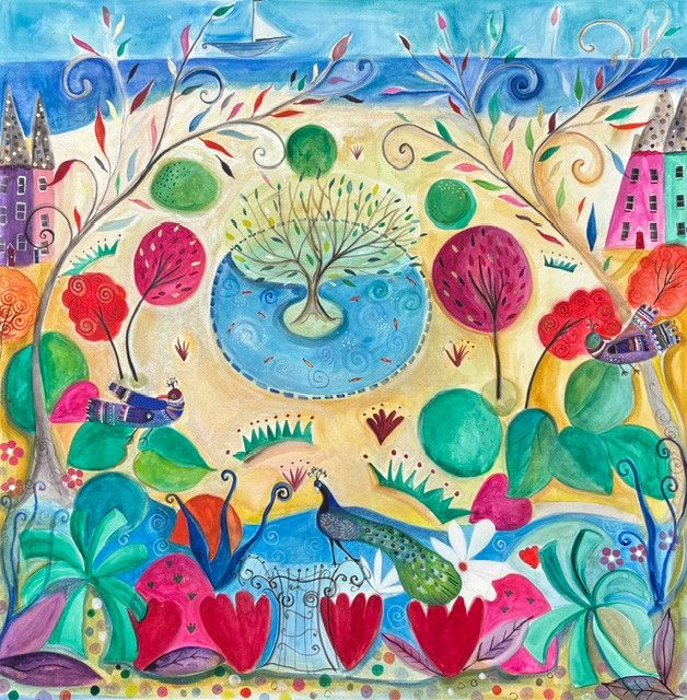 Peacock Island-Gouache