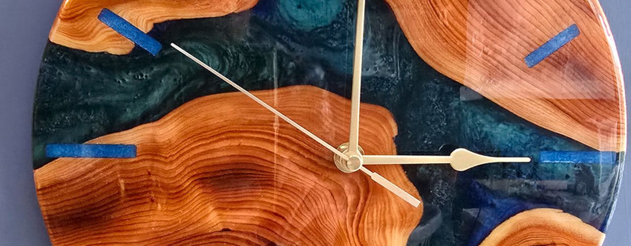 Wood and Resin Clock by Mike Lawrence